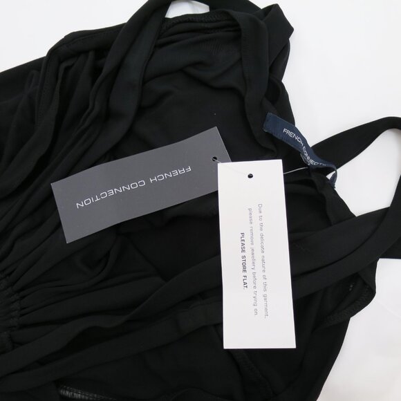 French Connection Necklace Trim Slinky Dress - Black / UK 10/US 6/FR 38/EU 38 - Picture 7 of 16